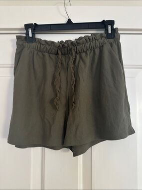 Women's Olive Drawstring Lounge Shorts
